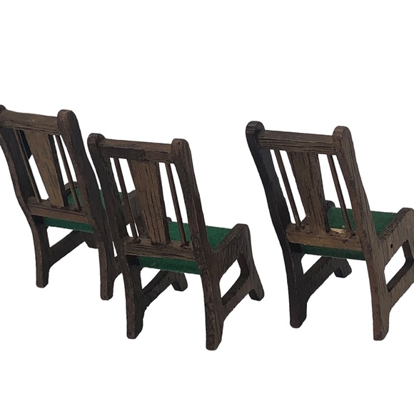 Set of 3 Miniature Dollhouse Wooden Dining Room Chairs - Picture 6 of 13